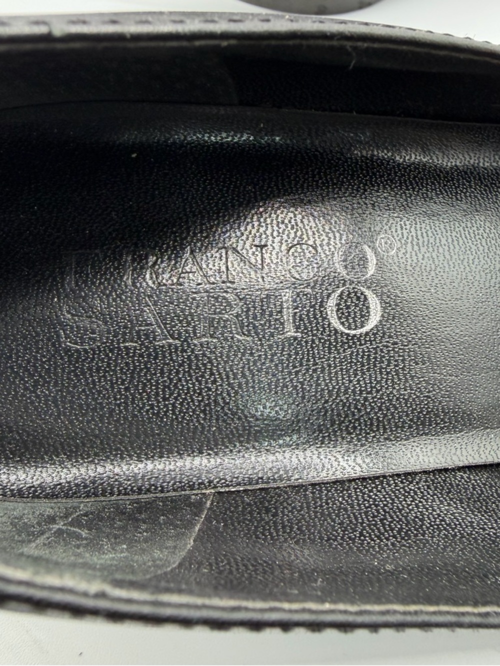 Franco Sarto Black Leather Croc Embossed Loafer Kitten Heel Pumps 6M - Picture 8 of 9
